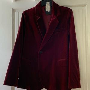 Nili Lotan Velvet Blazer Jacket  Burgundy
